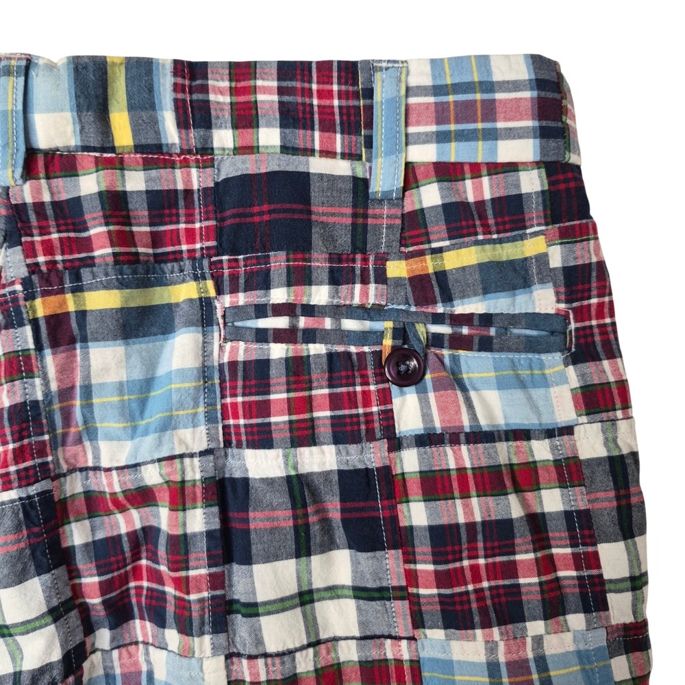 Jos. A. Bank Patchwork Shorts Mens 34 Madras Plaid Cotton Preppy Ivy League Red